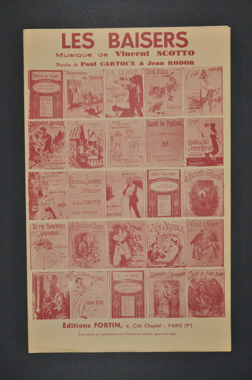 Paul Cartoux ; Jean Rodor ; Vincent Scotto ; Constant Fortin chanson petit format Île-de-France, France 1921 1966.155.2 Photo Mucem