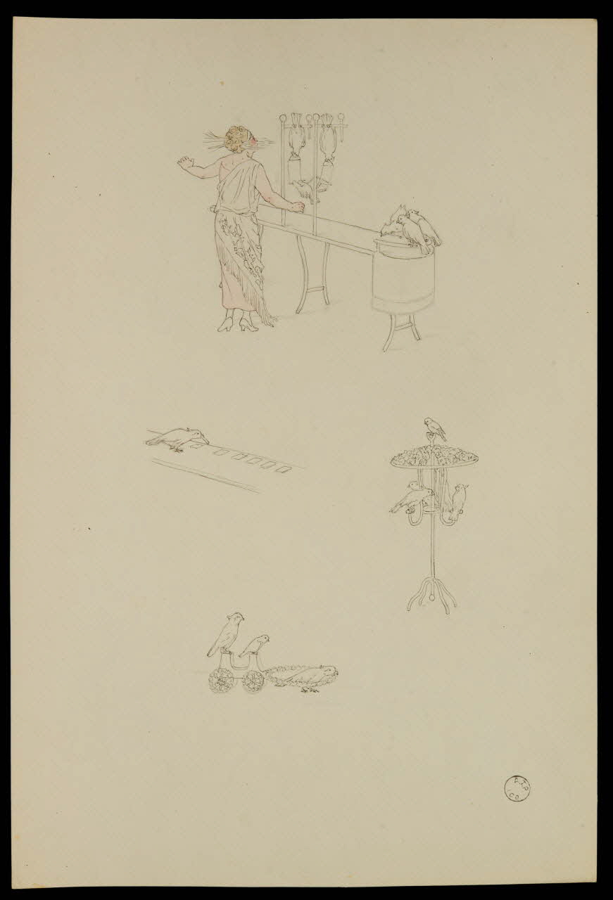 partie d'un ensemble de dessins Numéro de perruches savantes 1968.102.2274.4 Photo Mucem