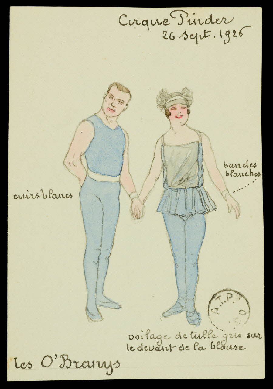 partie d'un ensemble de dessins Cirque Pinder  26 Sept. 1926  les O'Branys 1968.102.2283 Photo Mucem