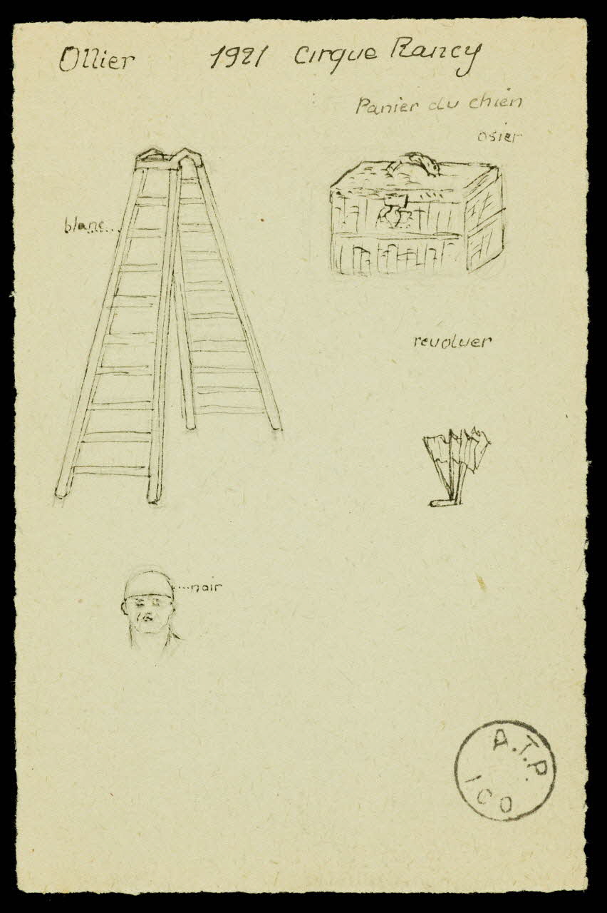 partie d'un ensemble de dessins Ollier 1921 Cirque Rancy 1968.102.2289.1 Photo Mucem