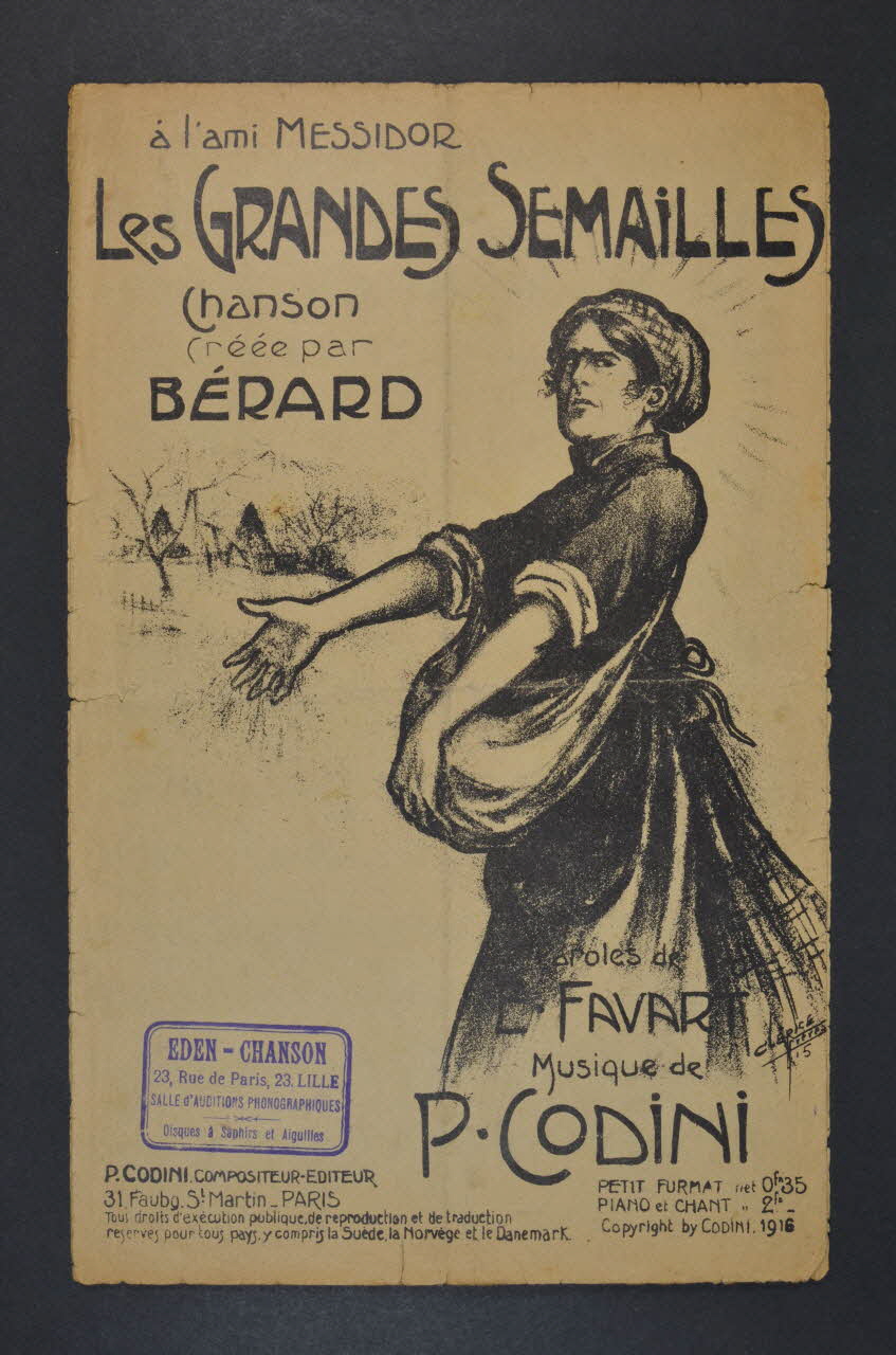 Pierre Codini ; Edgard Favart ; Adolphe Bérard chanson petit format Île-de-France, France 1915 1966.156.12 Photo Mucem