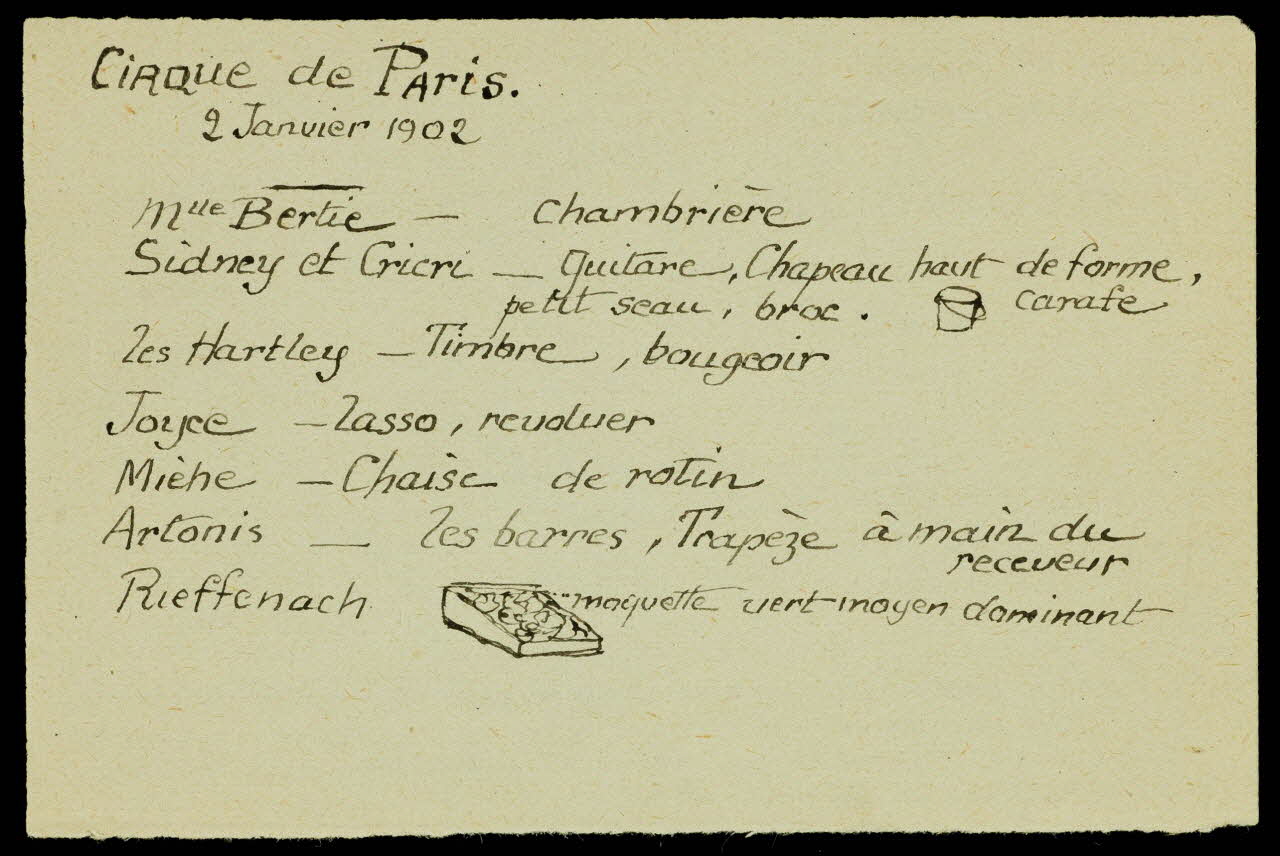 partie d'un ensemble de dessins Cirque de Paris  20 novembre 21 1968.102.2335.1 Photo Mucem