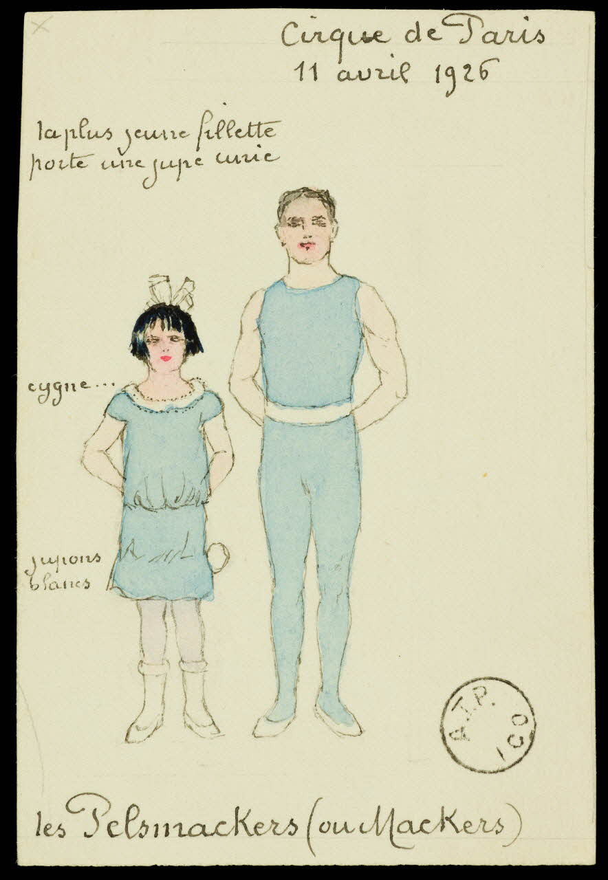 partie d'un ensemble de dessins Cirque de Paris  11 avril 1926  les Pelsmackers (ou Mackers) 1968.102.2343 Photo Mucem