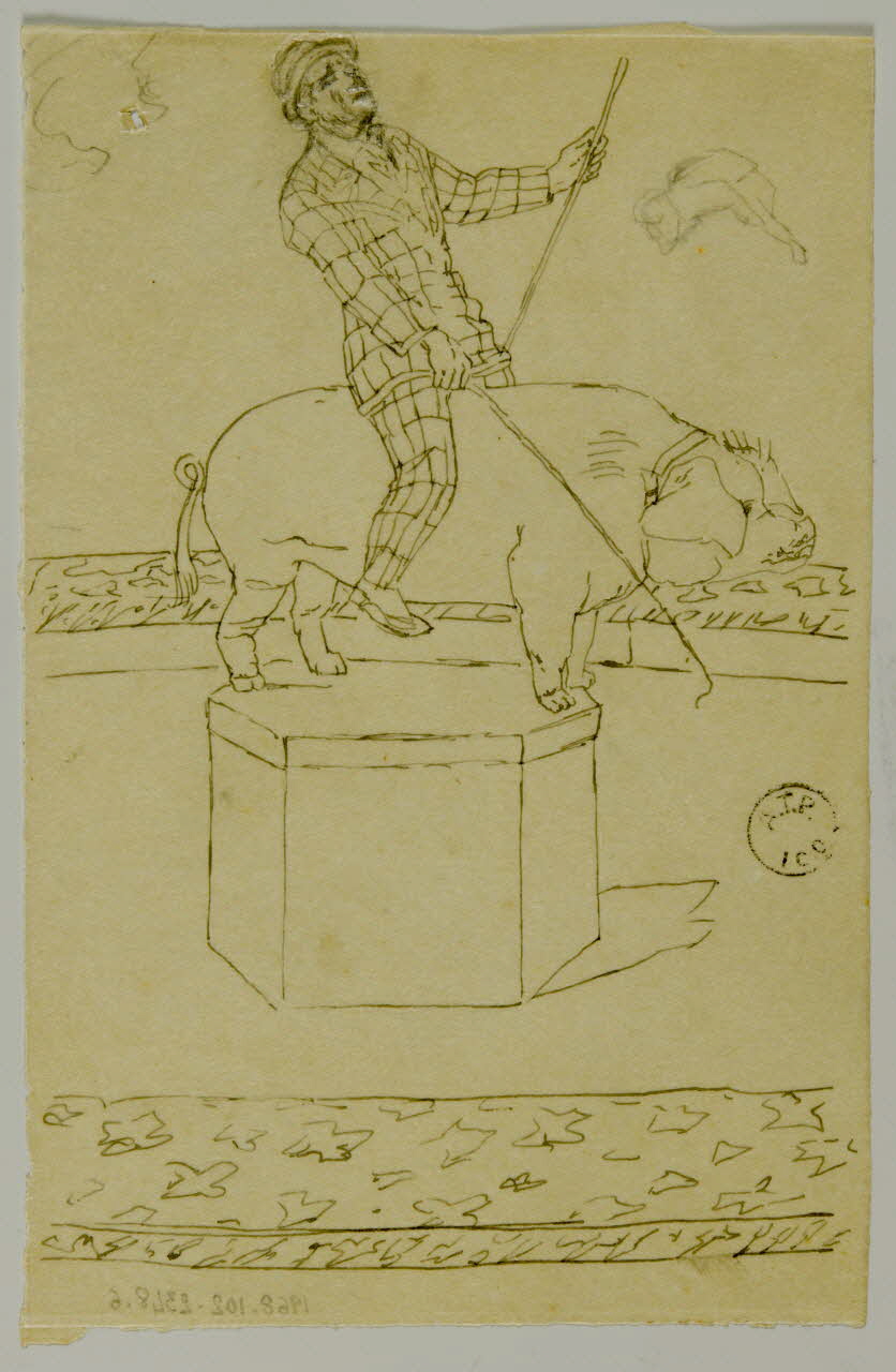 partie d'un ensemble de dessins Homme à califourchon sur un cochon 1968.102.2348.6 Photo Mucem