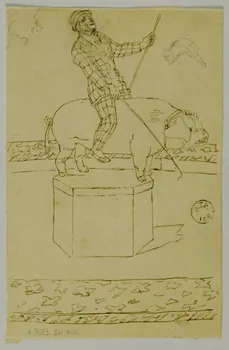 partie d'un ensemble de dessins Homme à califourchon sur un cochon 1968.102.2348.6 Photo Mucem