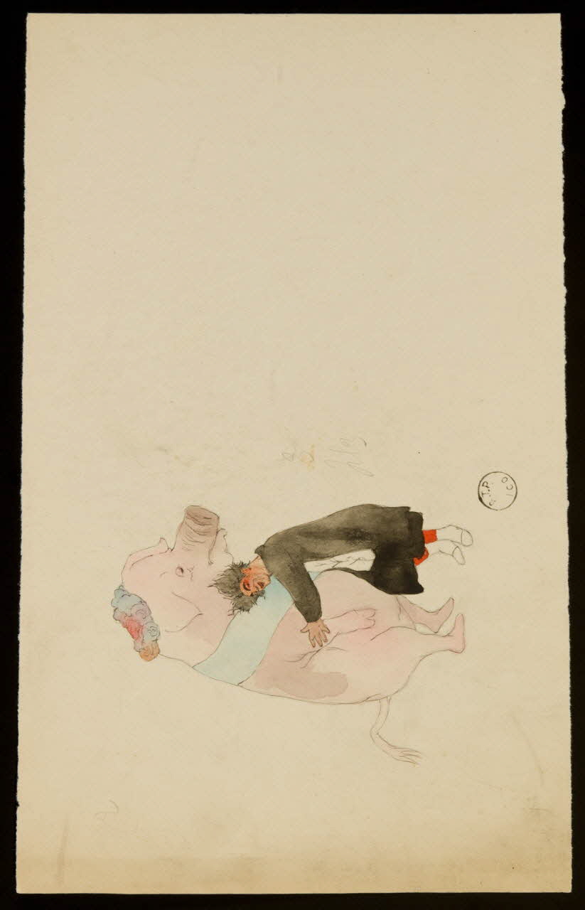 partie d'un ensemble de dessins Homme serrant un cochon dans ses bras 1968.102.2394.8 Photo Mucem