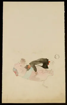 partie d'un ensemble de dessins Homme serrant un cochon dans ses bras 1968.102.2394.8 Photo Mucem