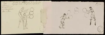 partie d'un ensemble de dessins Les Pierrodis il vole les cerceaux  de sa compagne 1968.102.2401.1  Photo Mucem