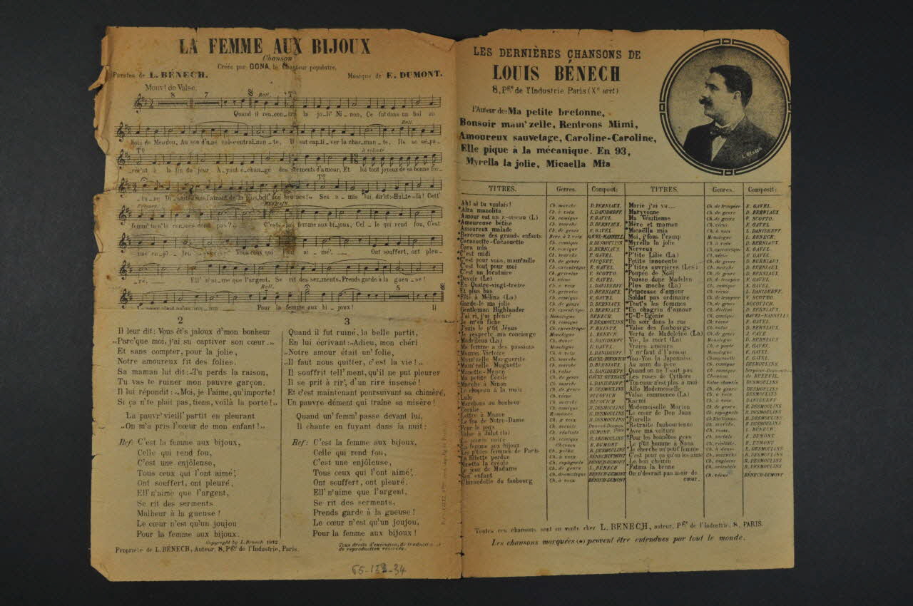 Ferdinand Louis Bénech ; Ernest Dumont ; Dona chanson petit format 1912 1965.152.34 Photo Mucem
