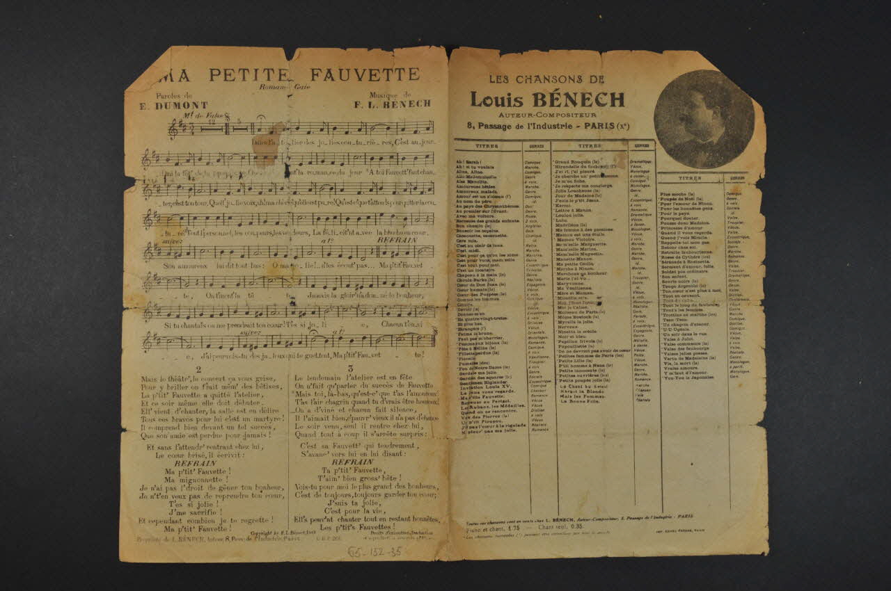 Ferdinand Louis Bénech ; Ernest Dumont chanson petit format 1918 1965.152.35 Photo Mucem