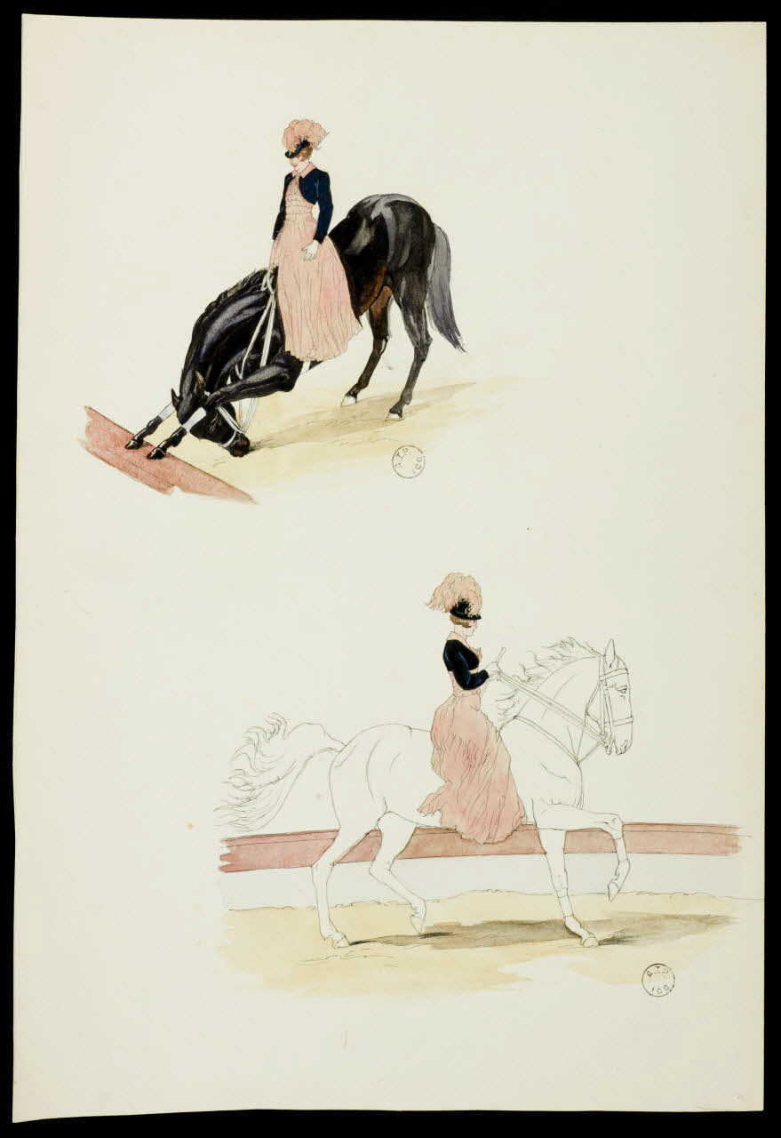 partie d'un ensemble de dessins Ecuyère sur son cheval 1968.102.2408 Photo Mucem