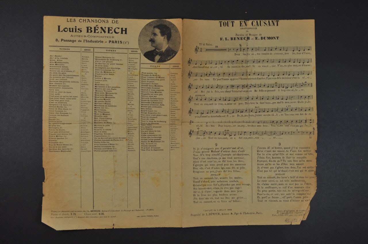 Ferdinand Louis Bénech ; Ernest Dumont chanson petit format 1913 1965.152.36 Photo Mucem