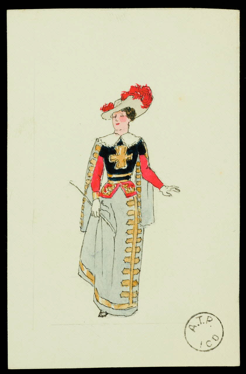 partie d'un ensemble de dessins Femme en costume de mousquetaire 1968.102.2411.4 Photo Mucem