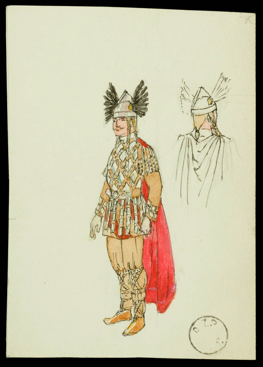 partie d'un ensemble de dessins Homme en costume gaulois 1968.102.2411.5 Photo Mucem