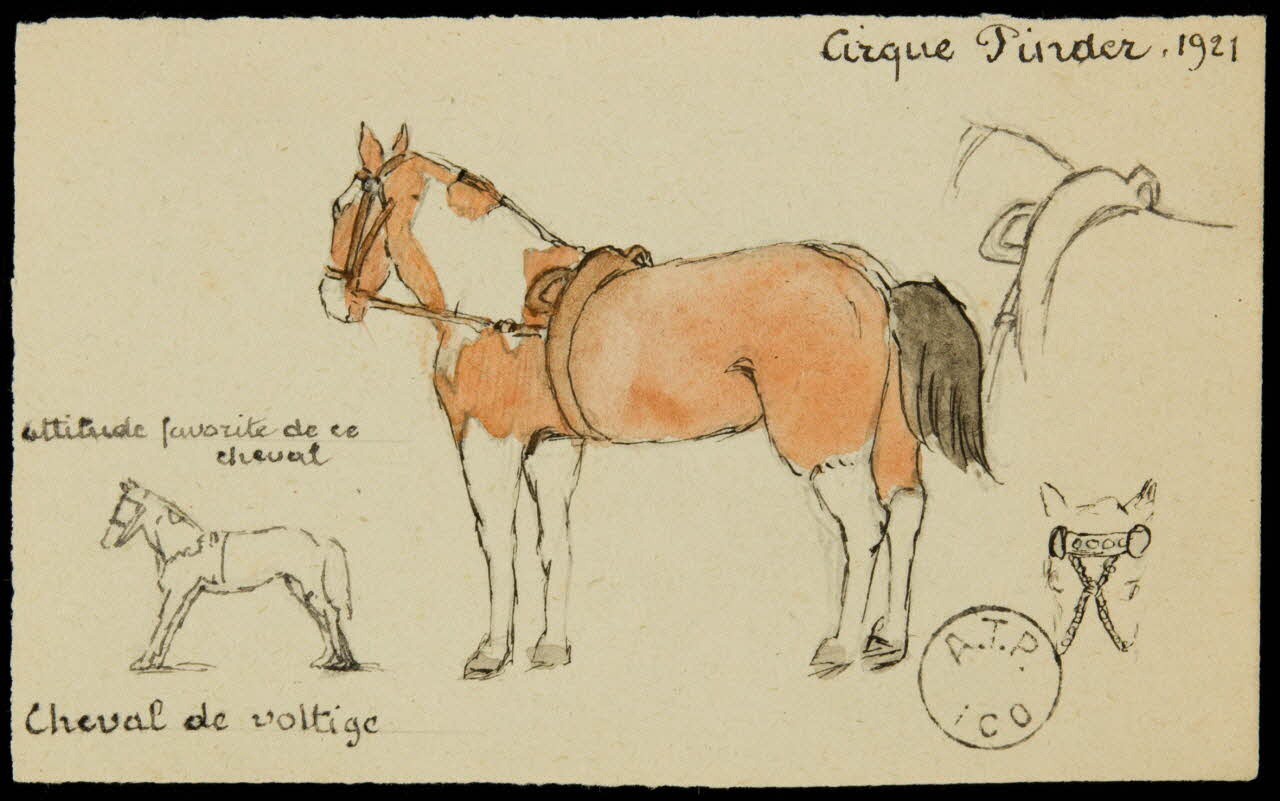 partie d'un ensemble de dessins Cheval de voltige 1968.102.2417 Photo Mucem