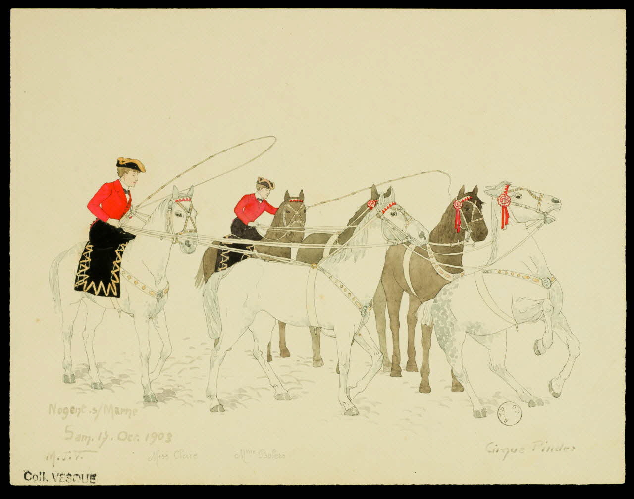 partie d'un ensemble de dessins Nogent. s Marne  Sam. 17. Oct. 1903  Miss Clare  Mme Bolers  Cirque Pinder 1968.102.2426.6 Photo Mucem