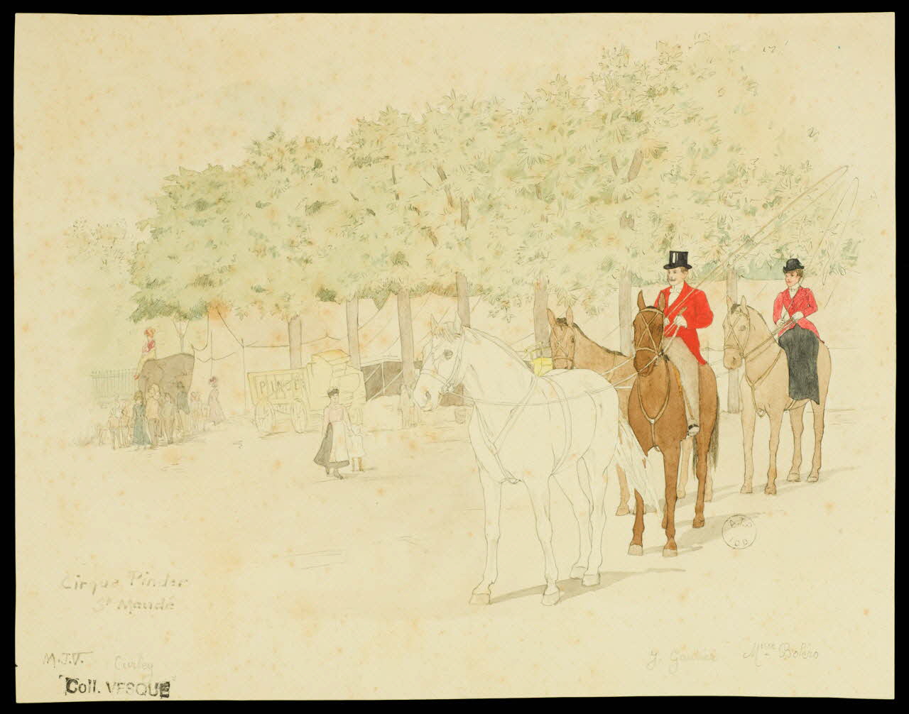 partie d'un ensemble de dessins Cirque Pinder  St Mandé  Curley  J. Gautier  Mme Bolers 1968.102.2426.7 Photo Mucem