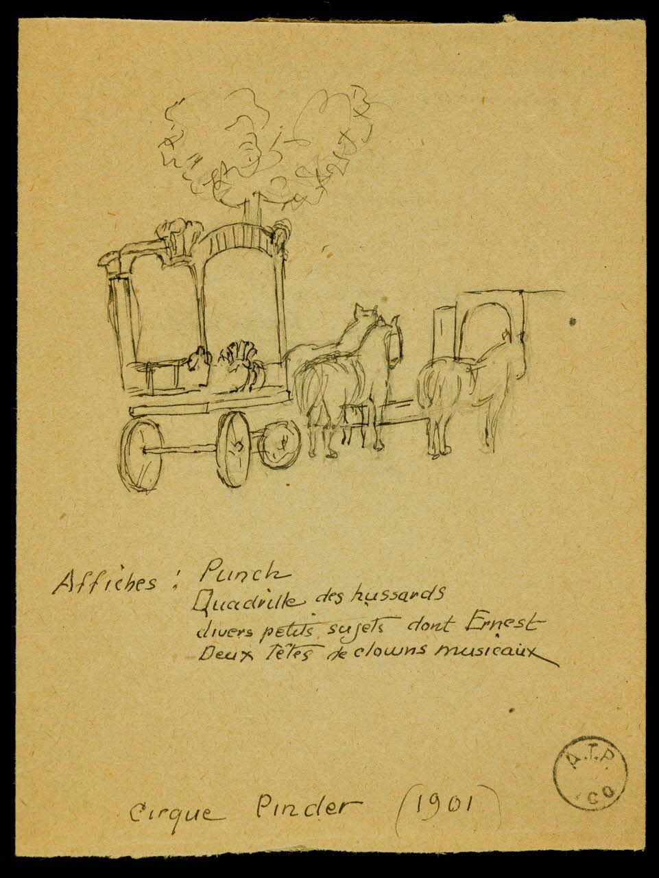 partie d'un ensemble de dessins Cirque Pinder (1901) 1968.102.2428 Photo Mucem