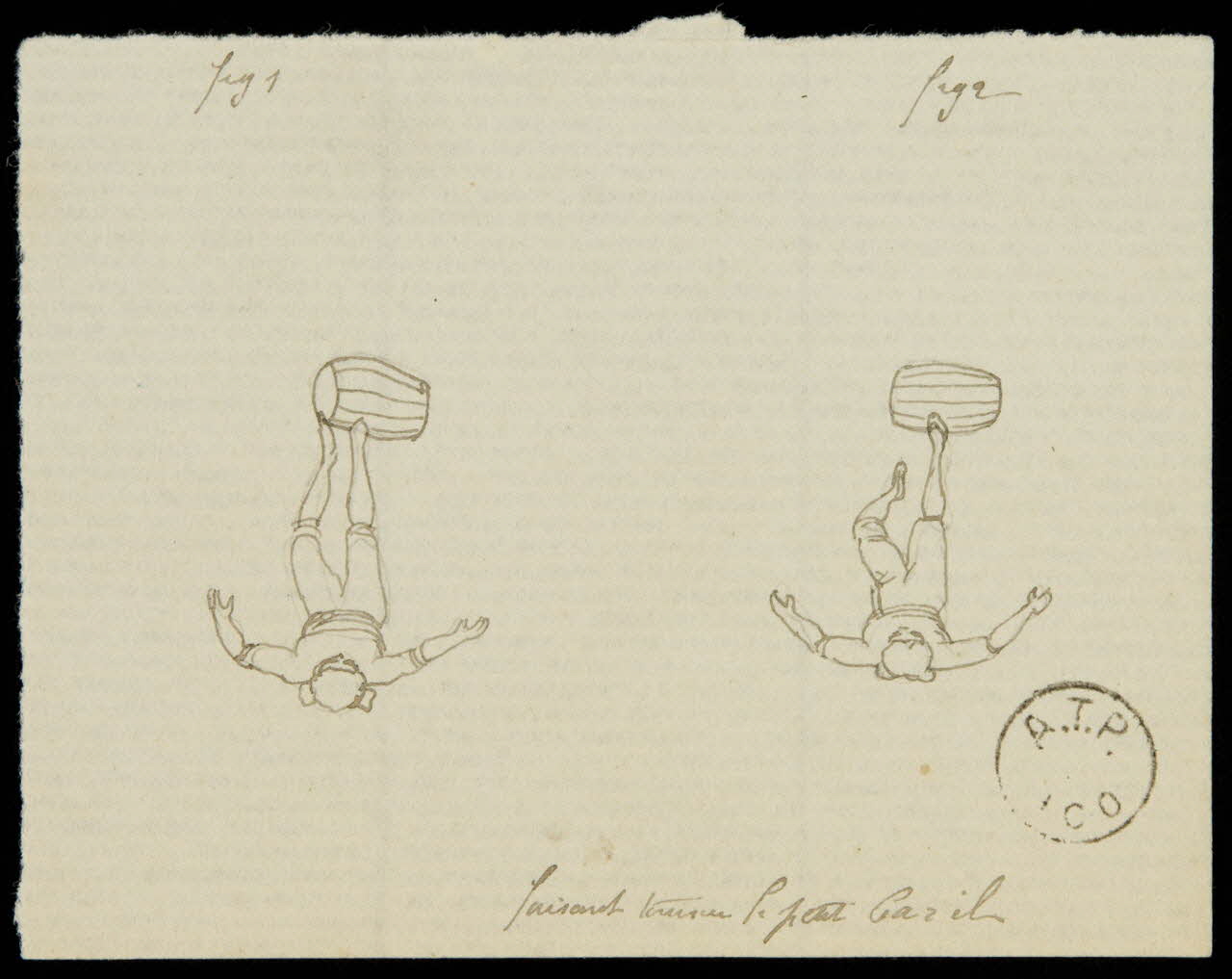 partie d'un ensemble de dessins faisant tourner le petit baril 1968.102.2431.5 Photo Mucem