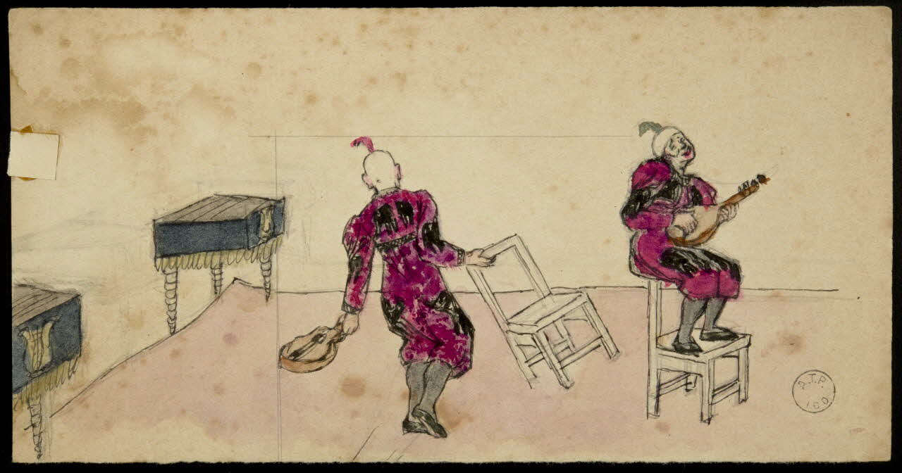 partie d'un ensemble de dessins Clowns musiciens 1968.102.2432.1 Photo Mucem