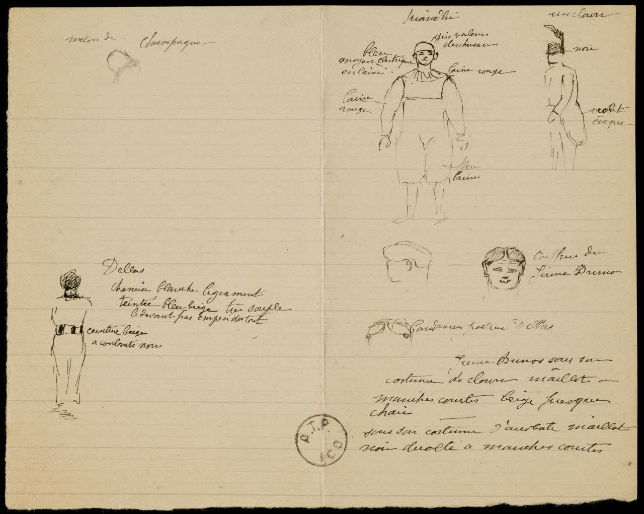 partie d'un ensemble de dessins Costumes et artistes de cirque 1968.102.2447.4 Photo Mucem