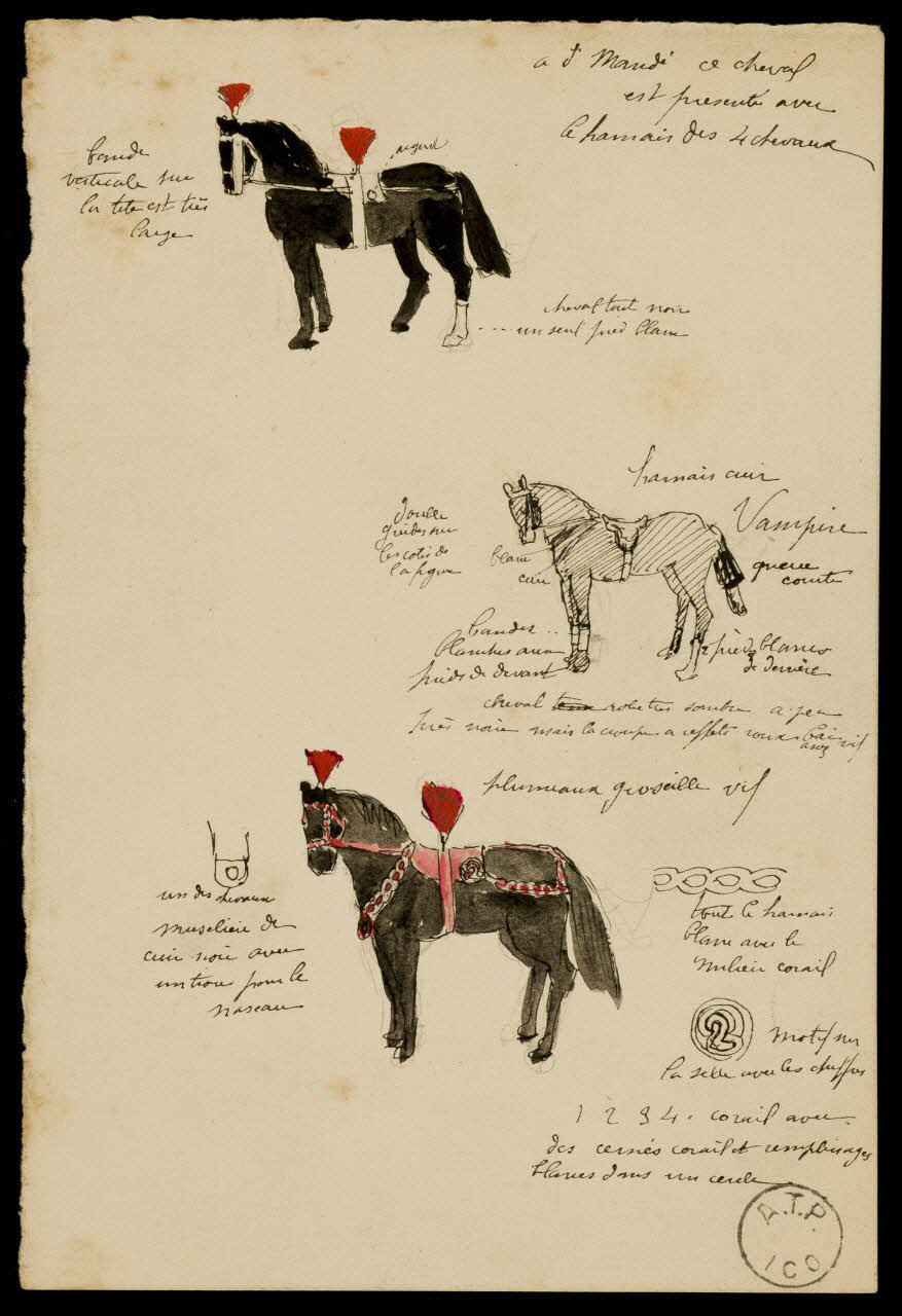 partie d'un ensemble de dessins Chevaux 1968.102.2449.3 Photo Mucem