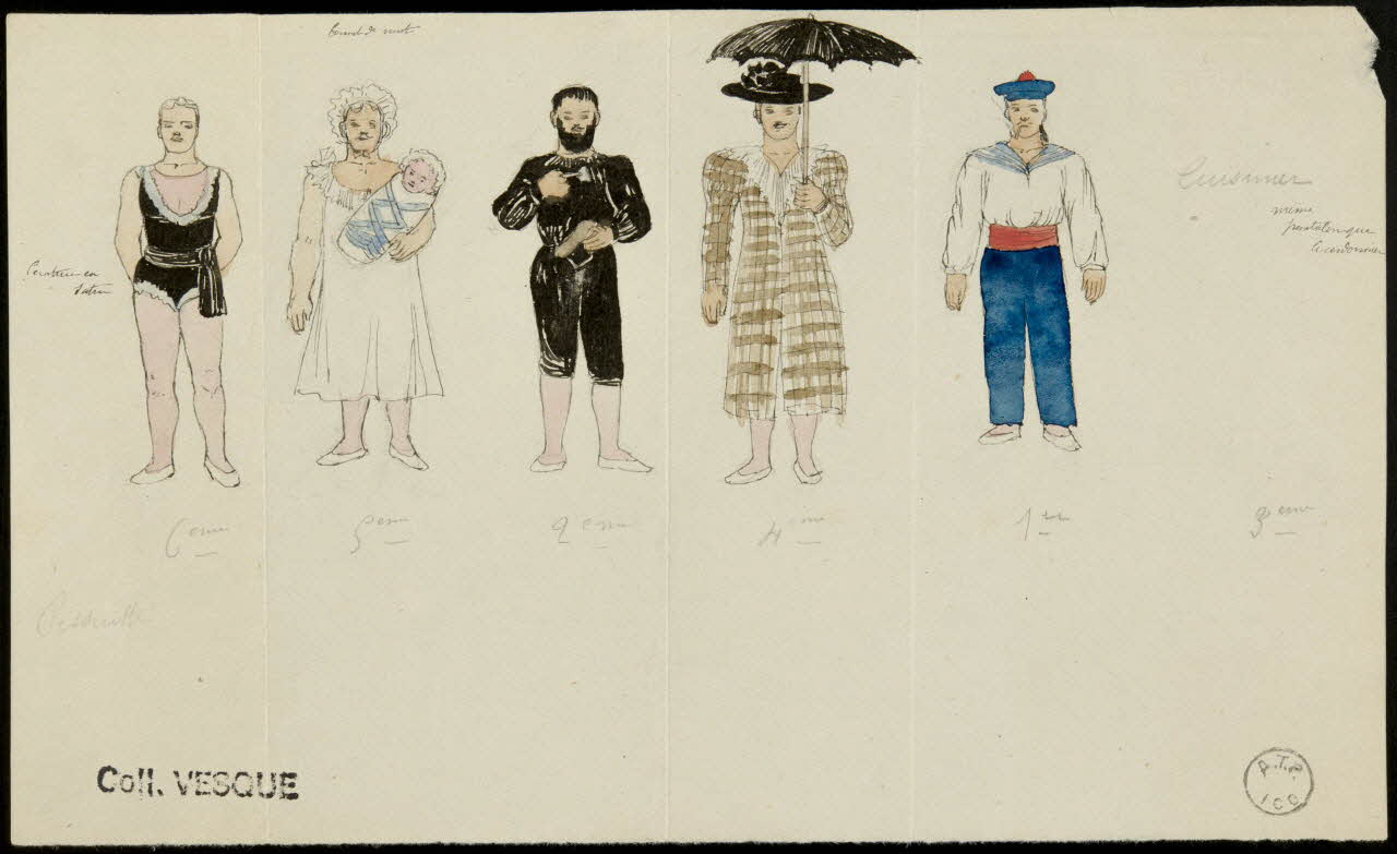 partie d'un ensemble de dessins Hommes en costumes 1968.102.2452.1 Photo Mucem