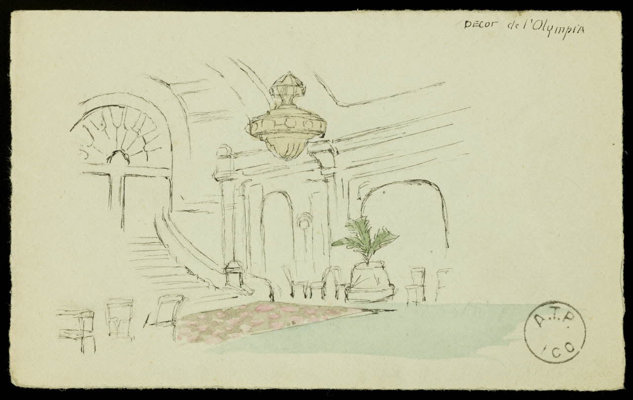 partie d'un ensemble de dessins Decor de l'Olympia 1968.102.2479.2 Photo Mucem
