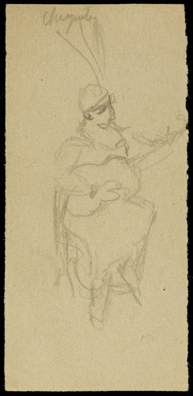 partie d'un ensemble de dessins Femme jouant de la guitare 1968.102.2490.43 Photo Mucem