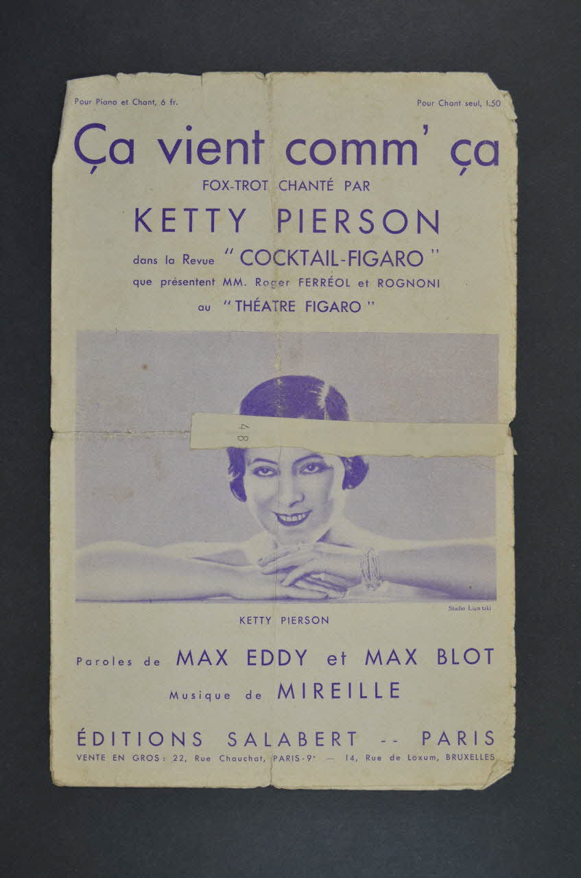 Max Blot ; Max Eddy ; Mireille ; Ketty Pierson ; Salabert chanson petit format Paris 9ème 1932 1965.152.53 Photo Mucem