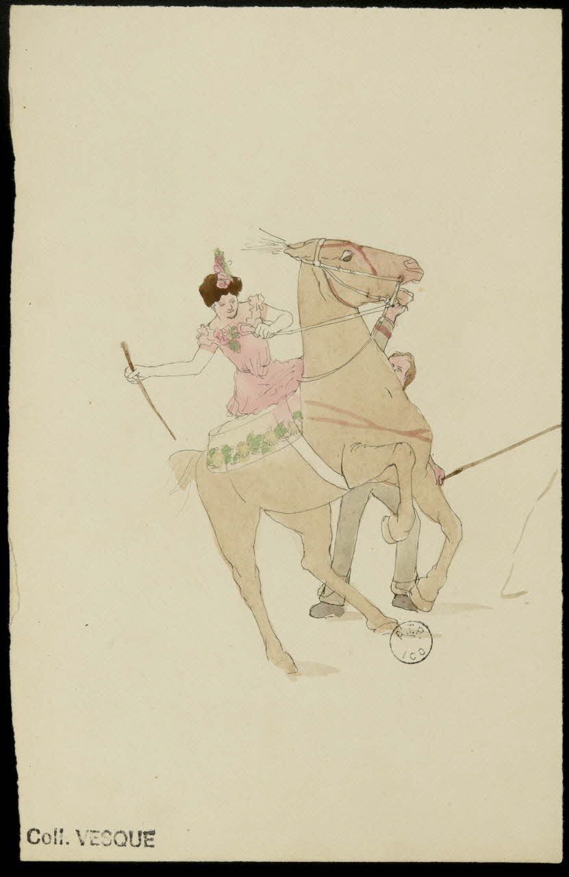 partie d'un ensemble de dessins Dressage de cheval 1968.102.2503.2 Photo Mucem