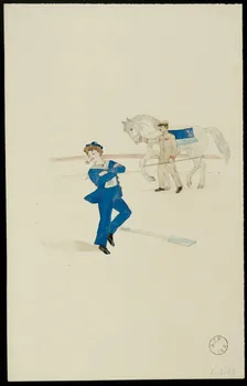 partie d'un ensemble de dessins Femme déguisée en marin et dressage de cheval 1968.102.2503.4 Photo Mucem