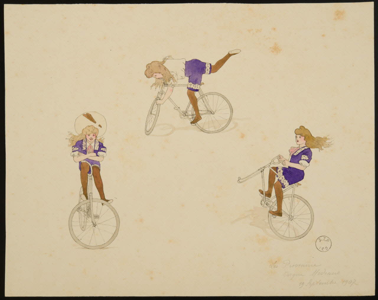 partie d'un ensemble de dessins Les Proveanus  Cirque Medrano  19 Septembre 1907 1968.102.2507.2 Photo Mucem