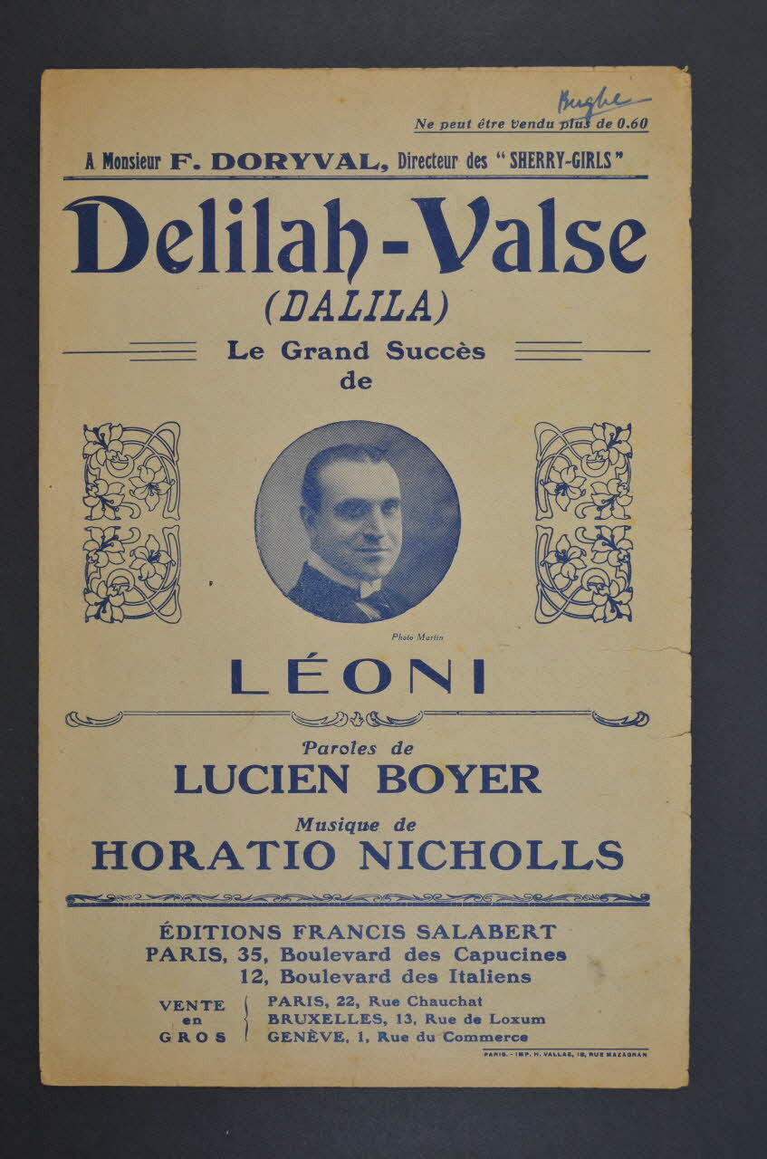 Horatio Nicholls ; Lucien Boyer ; Henri Leoni ; Salabert chanson petit format Île-de-France, France 1919 1966.156.38 Photo Mucem