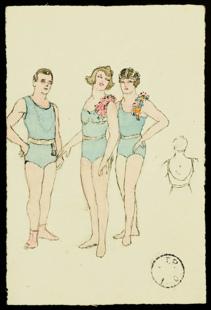 partie d'un ensemble de dessins Homme et femmes en costume de cirque 1968.102.2526.4 Photo Mucem