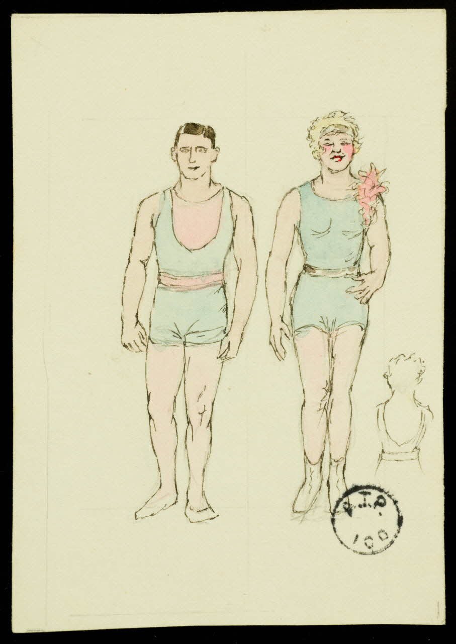 partie d'un ensemble de dessins Homme et femme en costume de cirque 1968.102.2526.7 Photo Mucem