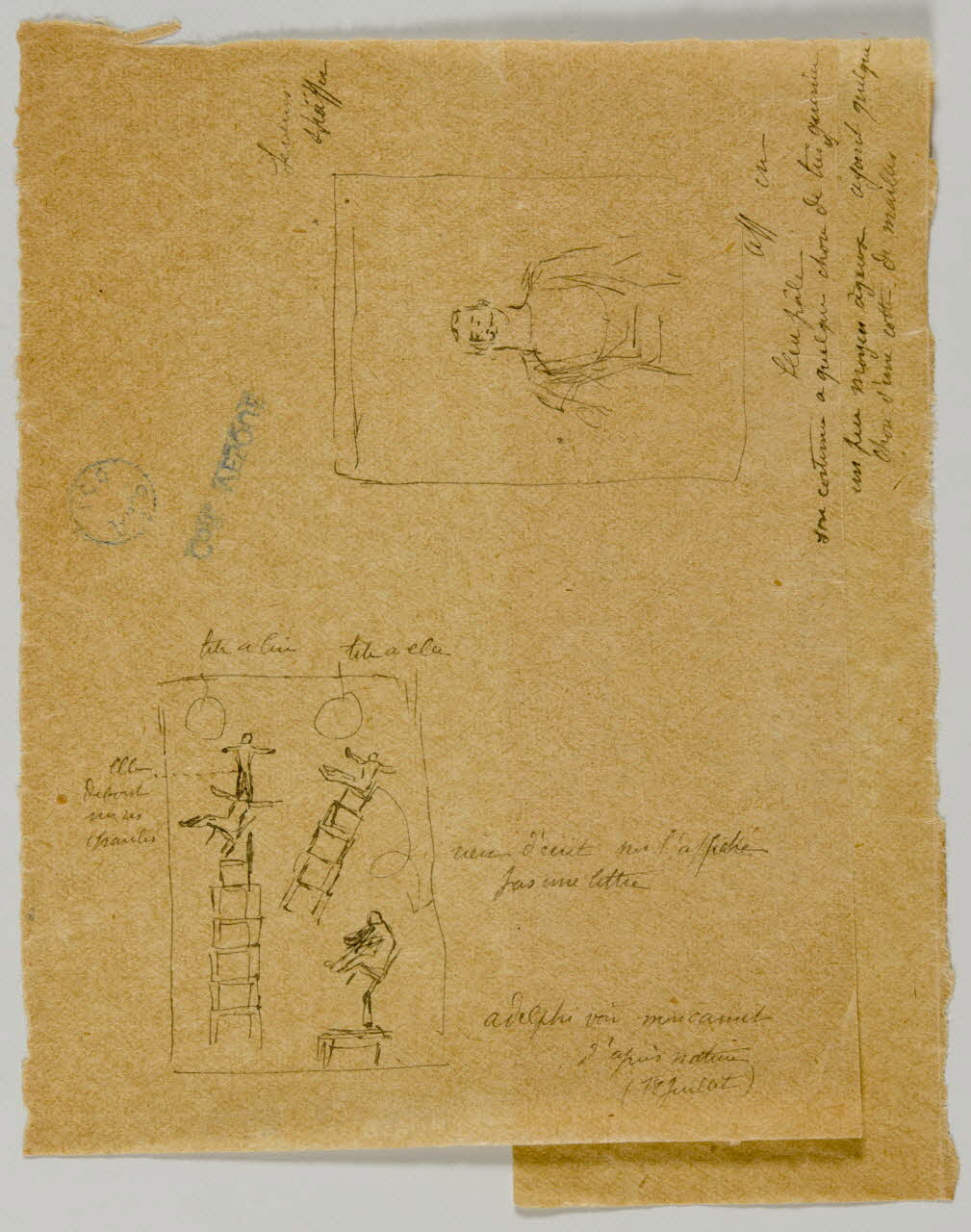 partie d'un ensemble de dessins Croquis annoté 1968.102.253 Photo Mucem