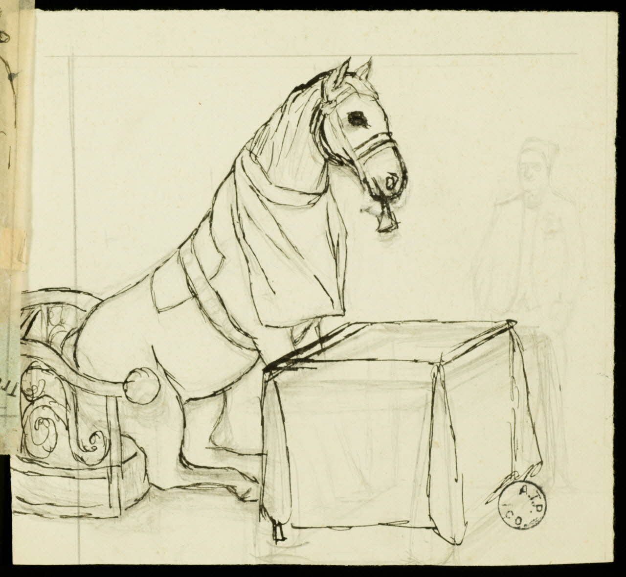partie d'un ensemble de dessins Cheval à table 1968.102.2536.5 Photo Mucem