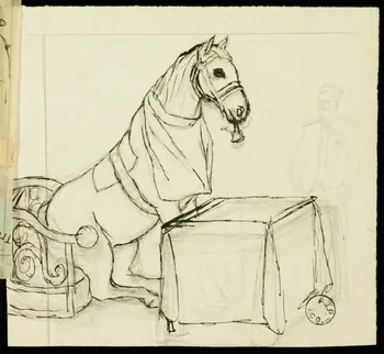 partie d'un ensemble de dessins Cheval à table 1968.102.2536.5 Photo Mucem