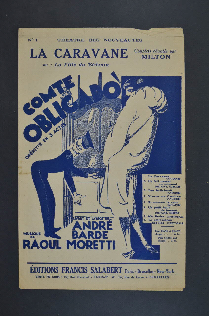 Raoul Moretti ; André Barde ; Georges Milton ; Francis F. Salabert chanson petit format 1927 1965.152.59 Photo Mucem