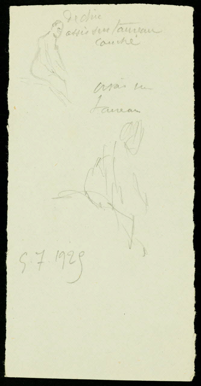 partie d'un ensemble de dessins assis sur la tête du taureau 1968.102.2545.5 Photo Mucem