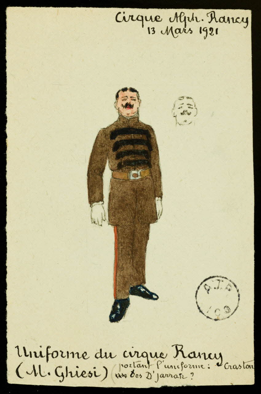 partie d'un ensemble de dessins Uniforme du cirque Rancy  (M. Ghiesi) 1968.102.2553 Photo Mucem