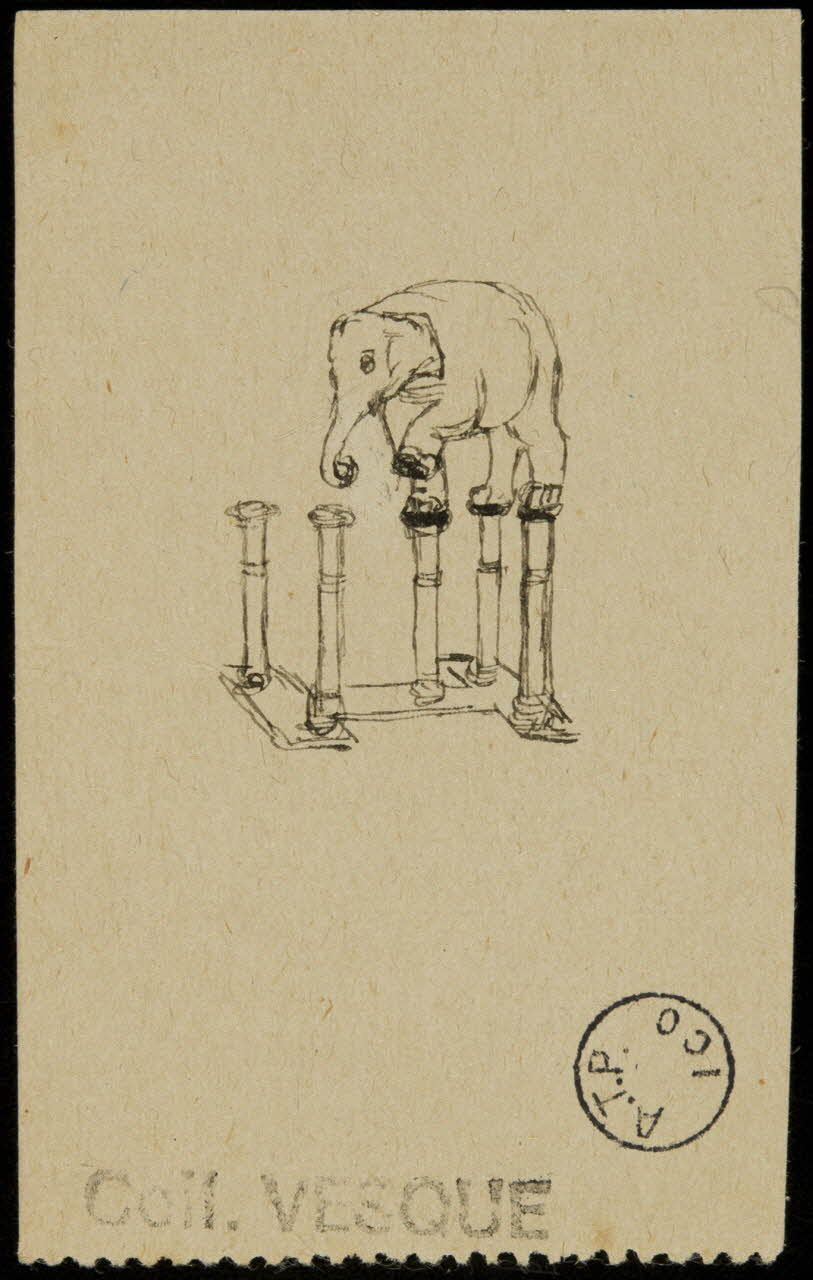 partie d'un ensemble de dessins Mariska Recksey le plus petit des  éléphants 1968.102.2569.4 Photo Mucem
