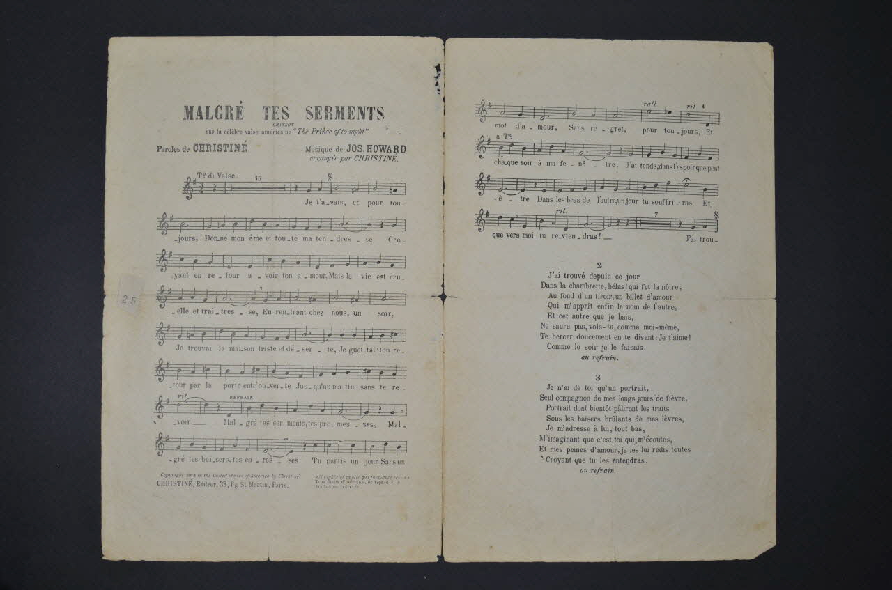 Henri Christiné ; Jos Howard ; Emile Mercadier chanson petit format 1913 1965.152.65 Photo Mucem