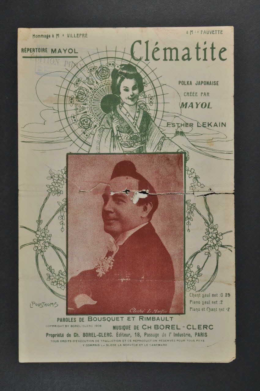 Bousquet ; Charles Borel-Clerc ; Eugène Rimbault ; Félix Mayol chanson petit format 1908 1965.152.66 Photo Mucem