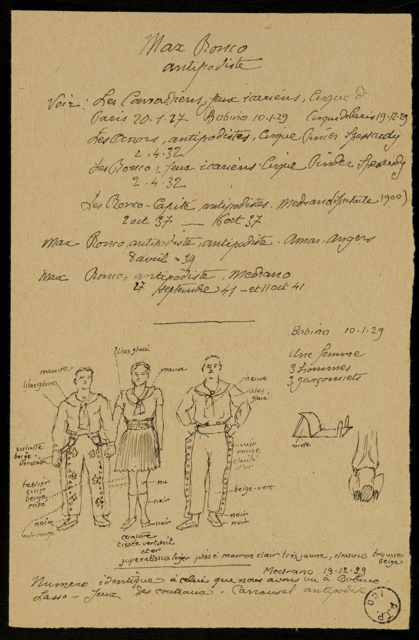 partie d'un ensemble de dessins Max Ronco  antipodiste 1968.102.2618.2 Photo Mucem