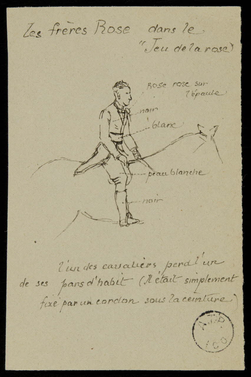 partie d'un ensemble de dessins Les frères Rose dans le  "Jeu de la rose" 1968.102.2620.2 Photo Mucem