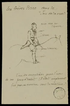 partie d'un ensemble de dessins Les frères Rose dans le  "Jeu de la rose" 1968.102.2620.2 Photo Mucem