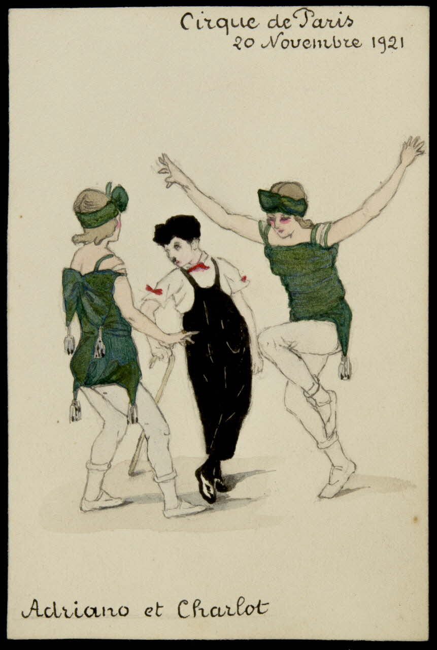partie d'un ensemble de dessins Cirque de Paris  20 Novembre 1921  Adriano et Charlot 1968.102.263 Photo Mucem