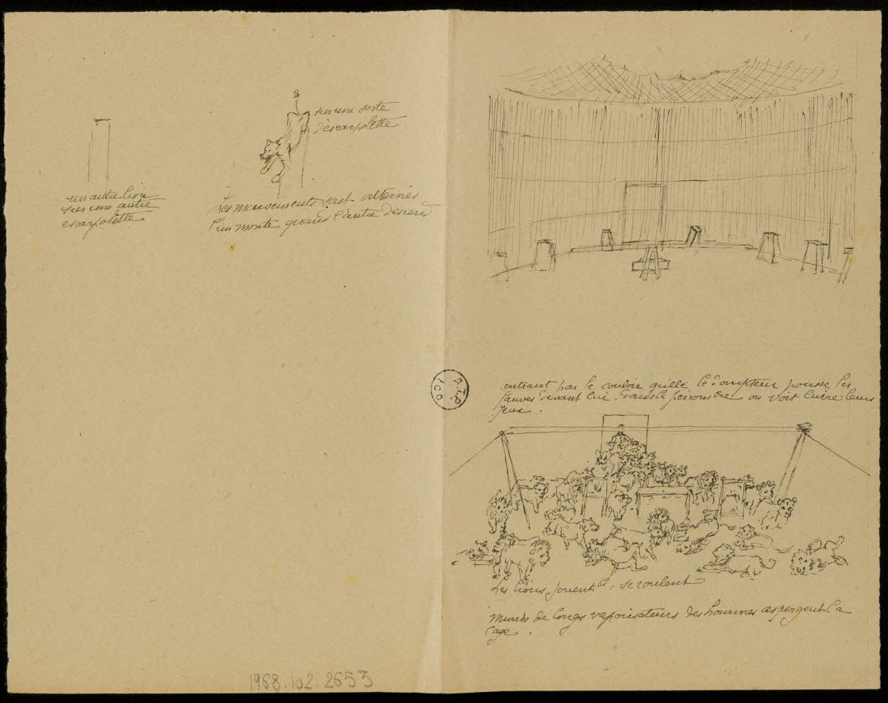 partie d'un ensemble de dessins Cage aux lions 1968.102.2653  Photo Mucem
